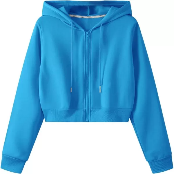 SweatyRocks Women's Long Sleeve Drawstring Full Zip Hooded Jacket Crop Sweatshirt
