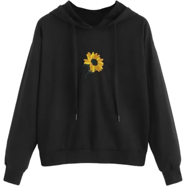 SweatyRocks Womens Long Sleeve Floral Print Pullover Hoodie Sweatshirt Tops