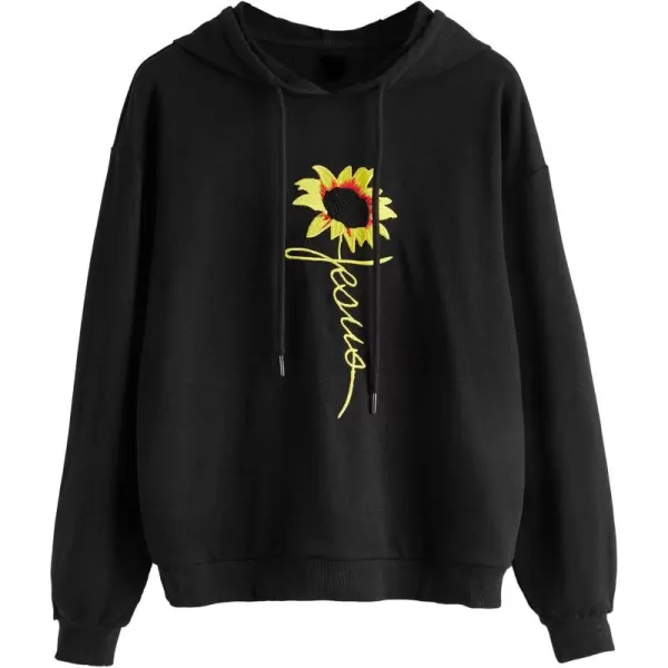 SweatyRocks Womens Long Sleeve Floral Print Pullover Hoodie Sweatshirt Tops