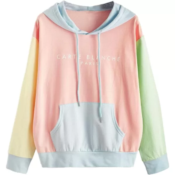 SweatyRocks Womens Long Sleeve Floral Print Pullover Hoodie Sweatshirt Tops