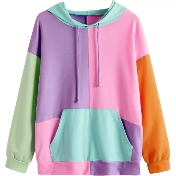 SweatyRocks Womens Long Sleeve Floral Print Pullover Hoodie Sweatshirt Tops