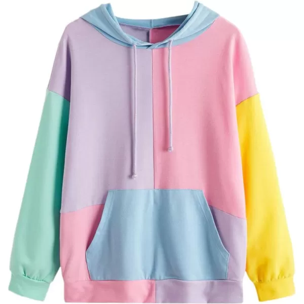 SweatyRocks Womens Long Sleeve Floral Print Pullover Hoodie Sweatshirt Tops