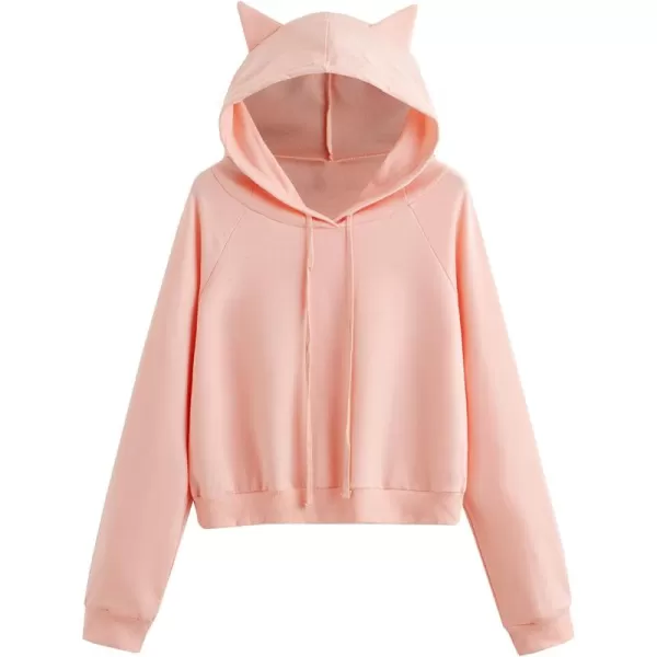 SweatyRocks Women's Long Sleeve Hoodie Crop Top Cat Print Sweatshirt