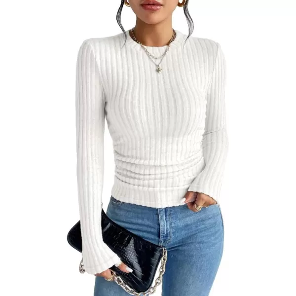 SweatyRocks Women's Long Sleeve Mock Neck Top Ribbed Knit Slim Fit Pullover Sweater