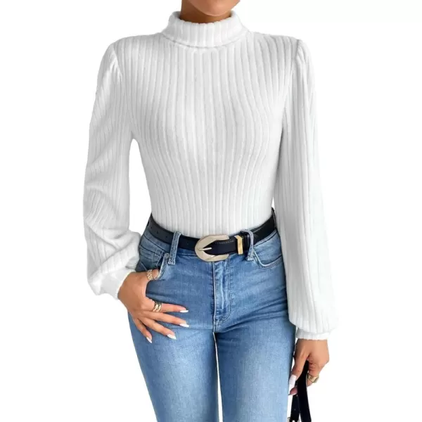 SweatyRocks Women's Long Sleeve Mock Neck Top Ribbed Knit Slim Fit Pullover Sweater