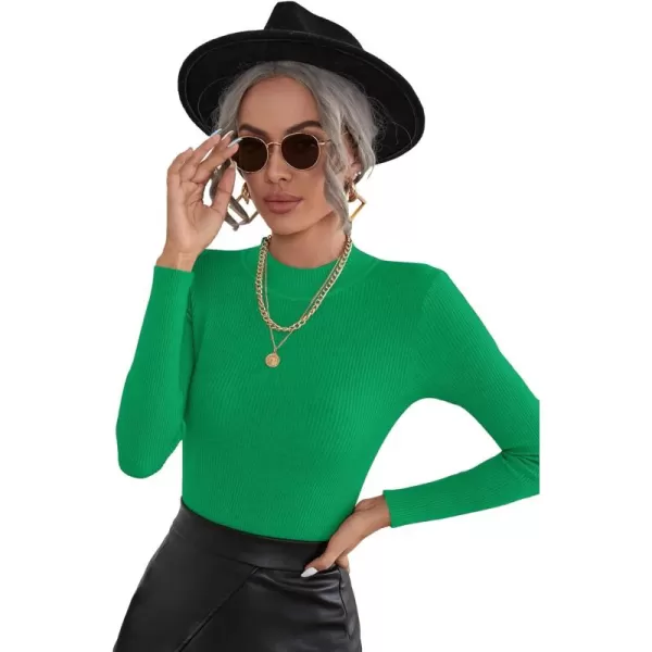 SweatyRocks Women's Long Sleeve Mock Neck Top Ribbed Knit Slim Fit Pullover Sweater