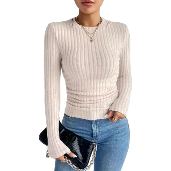 SweatyRocks Women's Long Sleeve Mock Neck Top Ribbed Knit Slim Fit Pullover Sweater