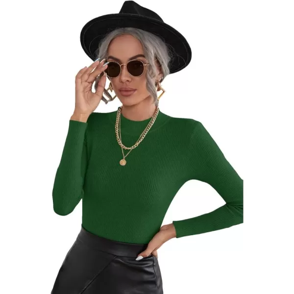 SweatyRocks Women's Long Sleeve Mock Neck Top Ribbed Knit Slim Fit Pullover Sweater