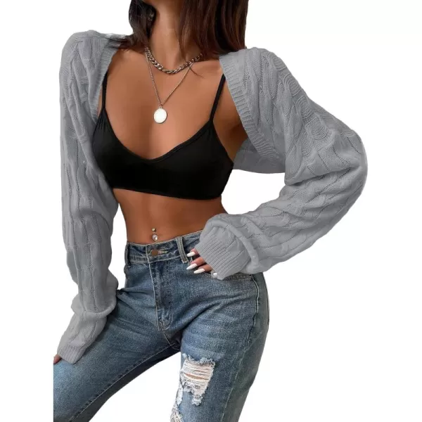 SweatyRocks Women's Long Sleeve Open Front Knit Crop Cardigan Sweater