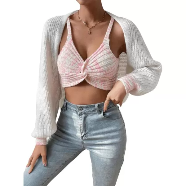 SweatyRocks Women's Long Sleeve Open Front Knit Crop Cardigan Sweater