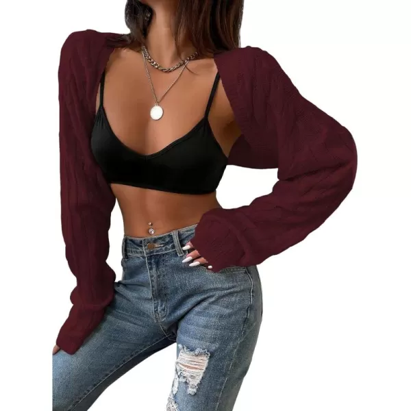 SweatyRocks Women's Long Sleeve Open Front Knit Crop Cardigan Sweater