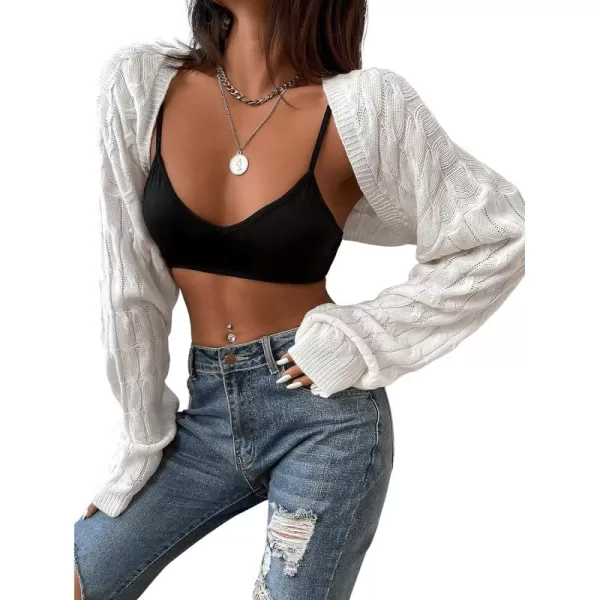 SweatyRocks Women's Long Sleeve Open Front Knit Crop Cardigan Sweater