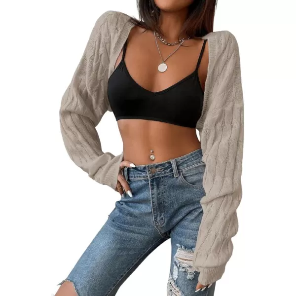 SweatyRocks Women's Long Sleeve Open Front Knit Crop Cardigan Sweater