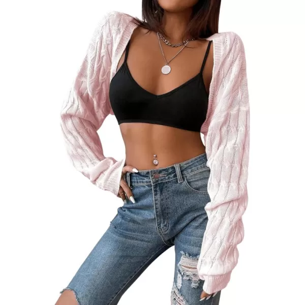 SweatyRocks Women's Long Sleeve Open Front Knit Crop Cardigan Sweater