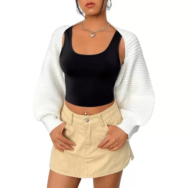 SweatyRocks Women's Long Sleeve Open Front Knit Crop Cardigan Sweater
