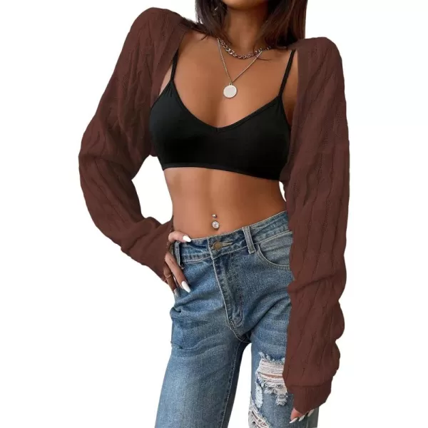 SweatyRocks Women's Long Sleeve Open Front Knit Crop Cardigan Sweater