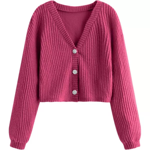 SweatyRocks Women's Long Sleeve Plaid Button Front V Neck Soft Knit Cardigan Sweaters