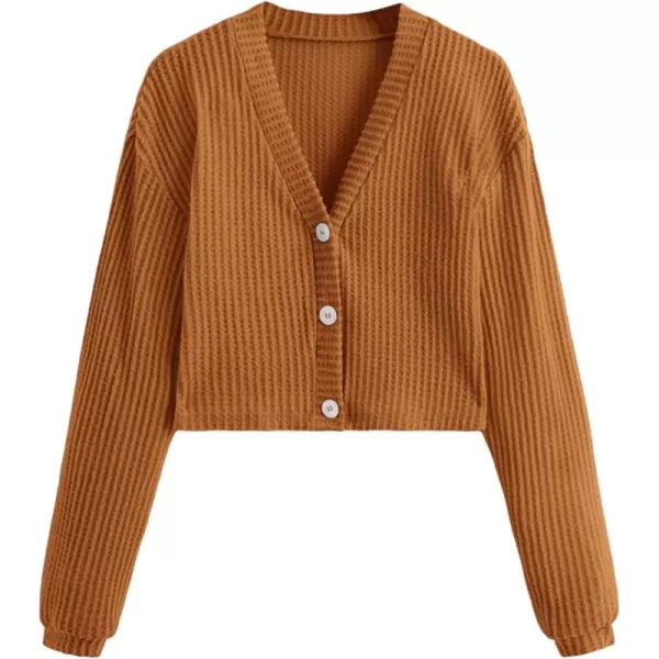 SweatyRocks Women's Long Sleeve Plaid Button Front V Neck Soft Knit Cardigan Sweaters
