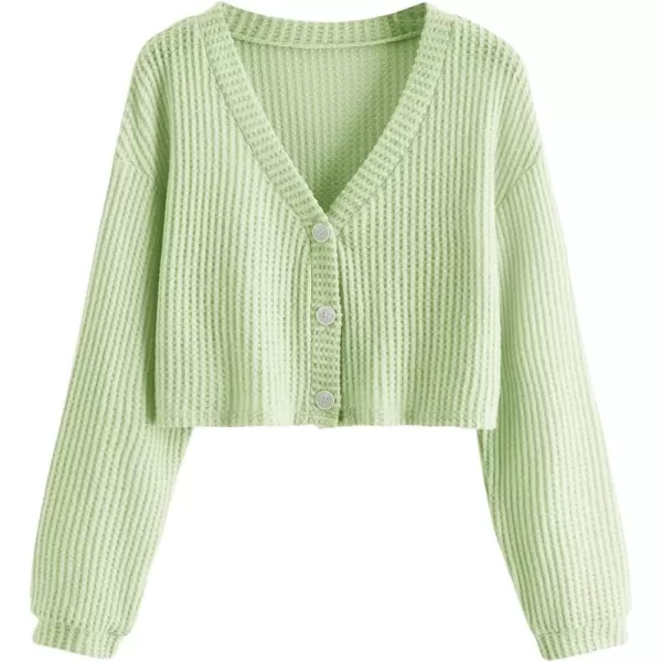 SweatyRocks Women's Long Sleeve Plaid Button Front V Neck Soft Knit Cardigan Sweaters