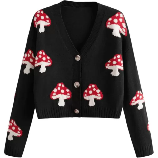 SweatyRocks Women's Long Sleeve Plaid Button Front V Neck Soft Knit Cardigan Sweaters