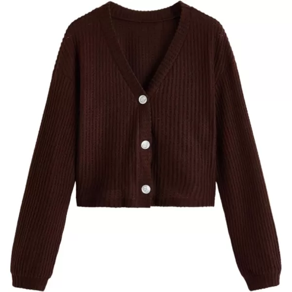 SweatyRocks Women's Long Sleeve Plaid Button Front V Neck Soft Knit Cardigan Sweaters