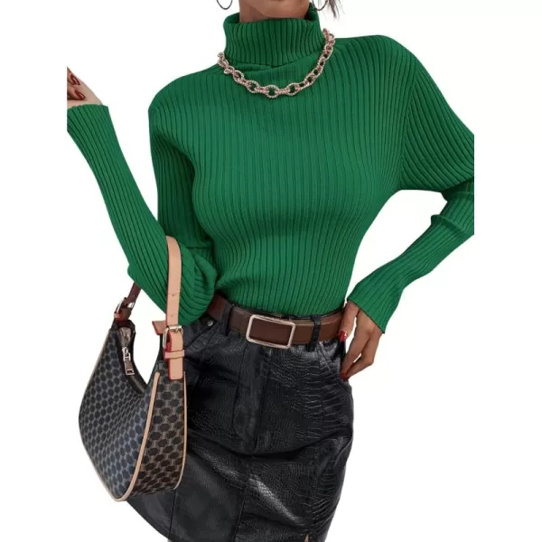 SweatyRocks Women's Long Sleeve Turtleneck Ribbed Knit Pullover Sweater Top