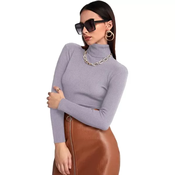 SweatyRocks Women's Long Sleeve Turtleneck Ribbed Knit Pullover Sweater Top