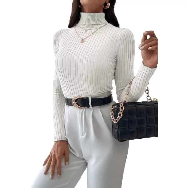 SweatyRocks Women's Long Sleeve Turtleneck Ribbed Knit Pullover Sweater Top