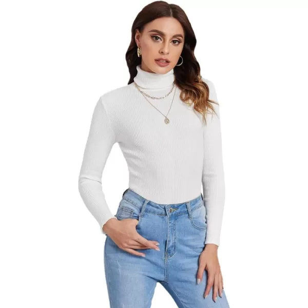 SweatyRocks Women's Long Sleeve Turtleneck Ribbed Knit Pullover Sweater Top