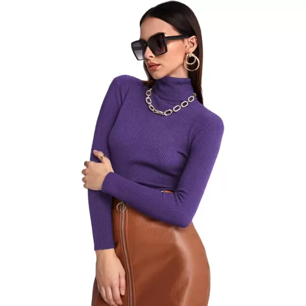 SweatyRocks Women's Long Sleeve Turtleneck Ribbed Knit Pullover Sweater Top