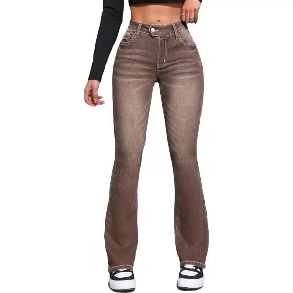 SweatyRocks Women's Low Rise Jeans Casual Zipper Fly Flare Leg Denim Pants with Pocket