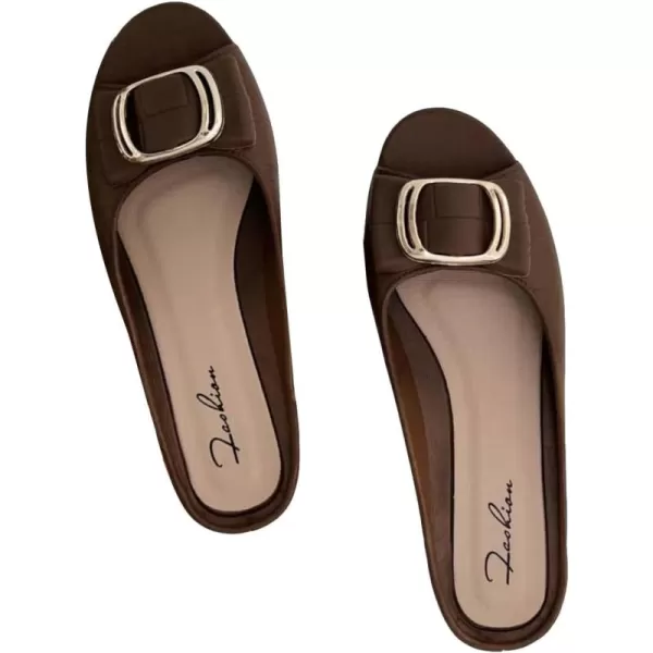 SweatyRocks Women's Metal Decor Open Toe Flat Sandals Slip on Slides Outdoor Summer Shoes