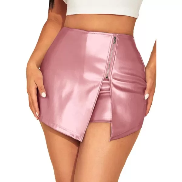SweatyRocks Women's Metallic High Waist PU Leather Shorts Wide Leg Stretchy Shorts Hot Pants