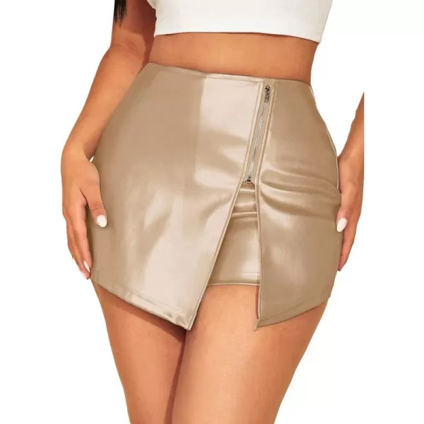 SweatyRocks Women's Metallic High Waist PU Leather Shorts Wide Leg Stretchy Shorts Hot Pants