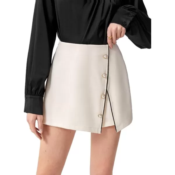 SweatyRocks Women's Metallic High Waist PU Leather Shorts Wide Leg Stretchy Shorts Hot Pants