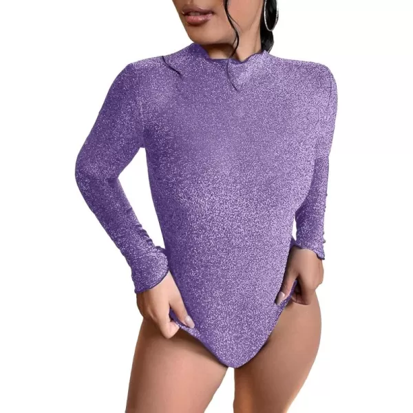 SweatyRocks Women's Mock Neck Leopard Long Sleeve Mesh Bodysuit Leotard