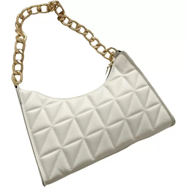 SweatyRocks Women's PU Leather Chain Shoulder Bag Geometric Quilted Zipper Handbag Solid Mini Bag