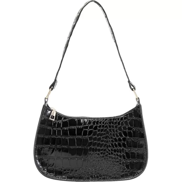 SweatyRocks Women's PU Leather Crocodile Underarm Handbag Zipper Solid Color Casual Shoulder Bags Purse