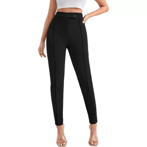 SweatyRocks Women's Pants Casual High Waist Skinny Leggings Stretchy Work Pants
