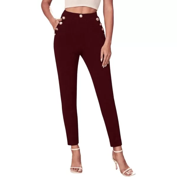 SweatyRocks Women's Pants Casual High Waist Skinny Leggings Stretchy Work Pants