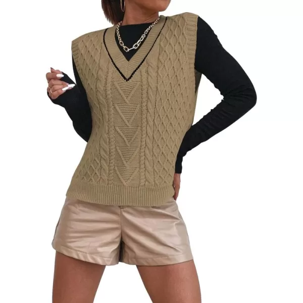 SweatyRocks Women's Plaid Geo Sleeveless V Neck Knit Crop Top Sweater Vest