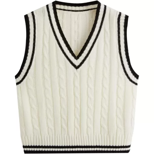 SweatyRocks Women's Plaid Geo Sleeveless V Neck Knit Crop Top Sweater Vest