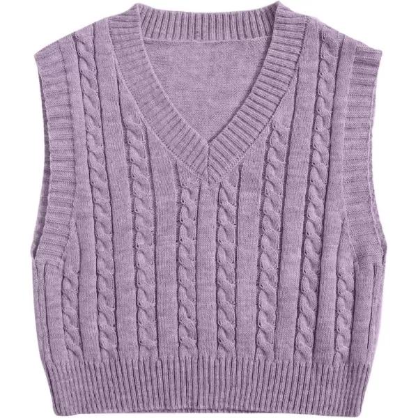 SweatyRocks Women's Plaid Geo Sleeveless V Neck Knit Crop Top Sweater Vest