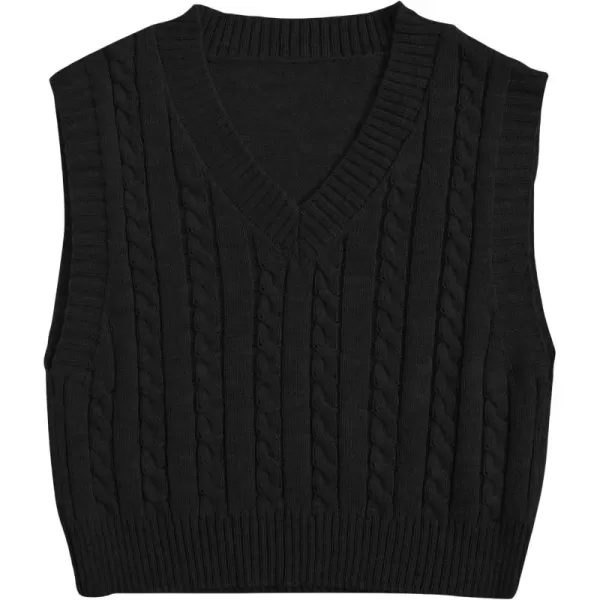 SweatyRocks Women's Plaid Geo Sleeveless V Neck Knit Crop Top Sweater Vest
