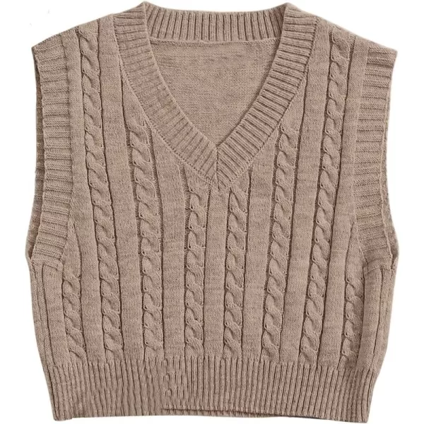 SweatyRocks Women's Plaid Geo Sleeveless V Neck Knit Crop Top Sweater Vest