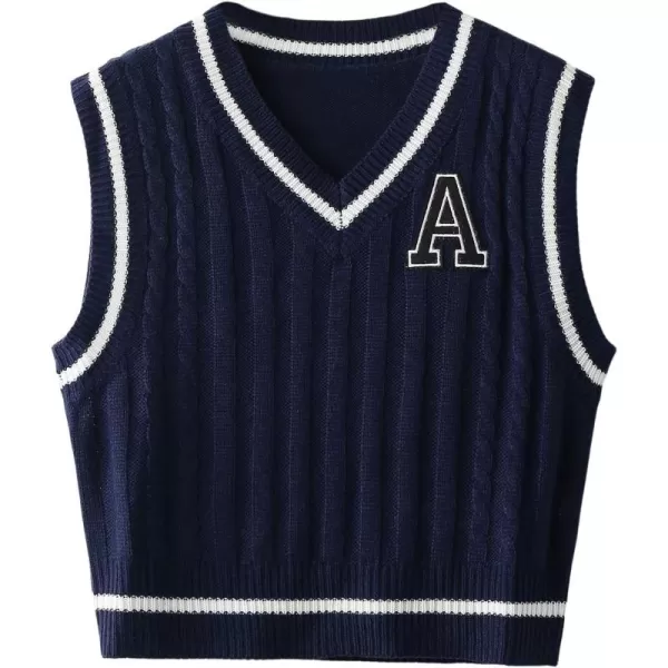 SweatyRocks Women's Plaid Geo Sleeveless V Neck Knit Crop Top Sweater Vest