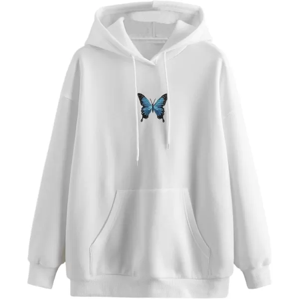 SweatyRocks Women's Planet Print Varsity Striped Drawstring Pullover Sweatshirt Hoodies Tops