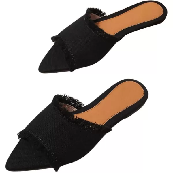 SweatyRocks Women's Raw Trim Open Toe Flat Sandals Dressy Outdoor Slide Sandals