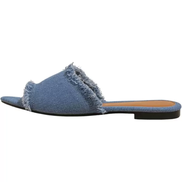 SweatyRocks Women's Raw Trim Open Toe Flat Sandals Dressy Outdoor Slide Sandals