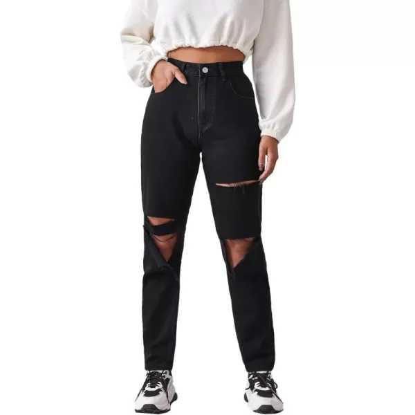 SweatyRocks Women's Ripped Boyfriend Jeans Distressed Denim Ankle Length Jeans